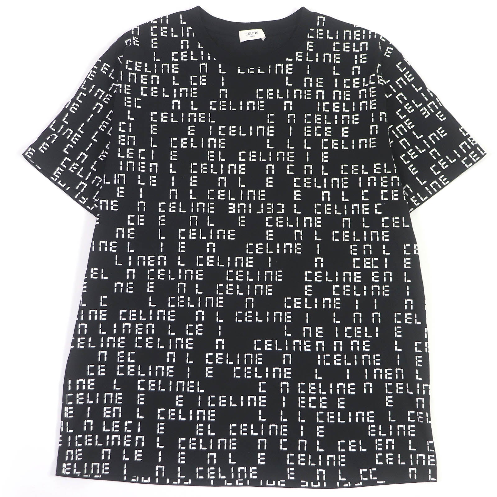 セリーヌ コットン ロゴ プリント クルーネック Tシャツ
