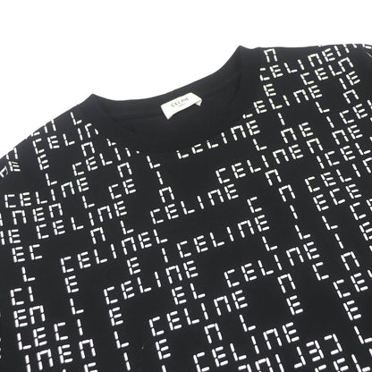 セリーヌ コットン ロゴ プリント クルーネック Tシャツ