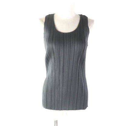PLEATS PLEASE Uネック ノースリーブ トップ グレー