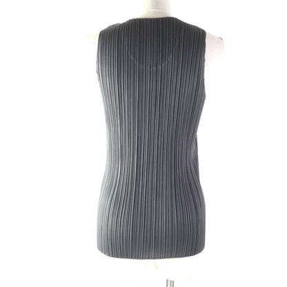 PLEATS PLEASE Uネック ノースリーブ トップ グレー