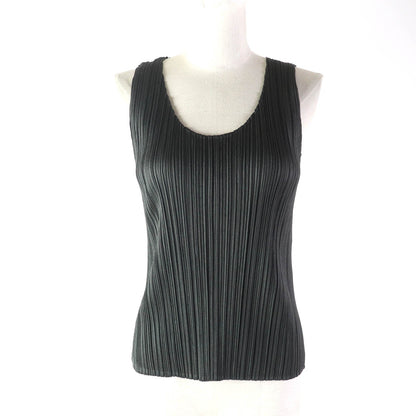 PLEATS PLEASE Uネック ノースリーブ トップス ダークグレー