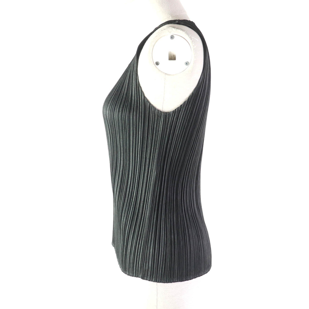 PLEATS PLEASE Uネック ノースリーブ トップス ダークグレー