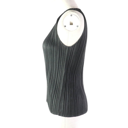 PLEATS PLEASE Uネック ノースリーブ トップス ダークグレー