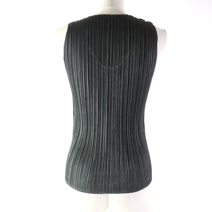 PLEATS PLEASE Uネック ノースリーブ トップス ダークグレー