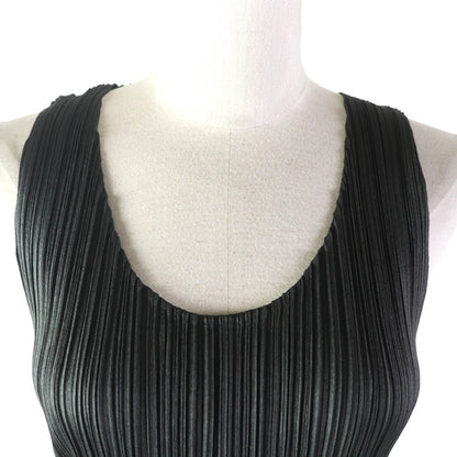 PLEATS PLEASE Uネック ノースリーブ トップス ダークグレー