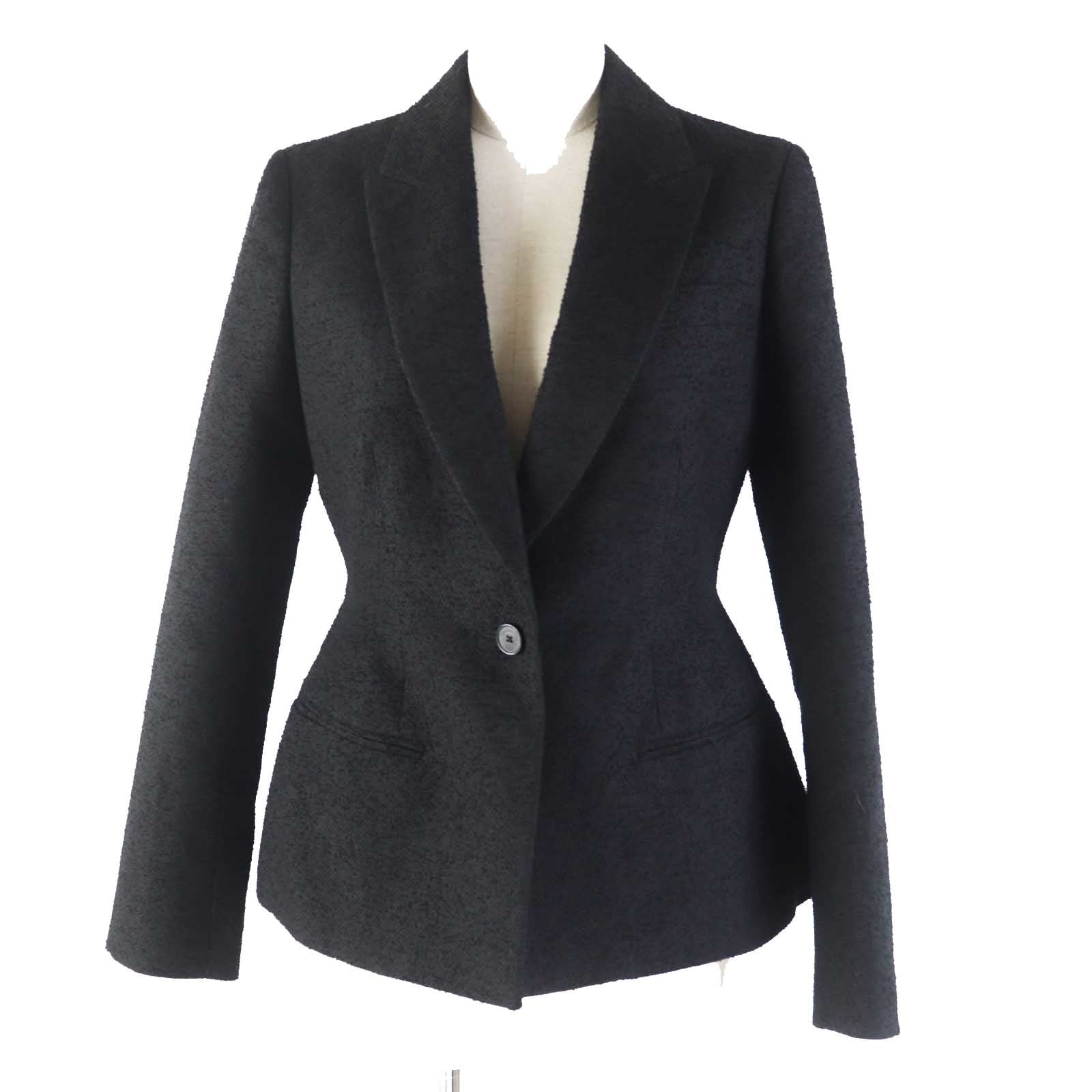 ディオール Wool Cotton Virgin Wool Tweed Jacket Black 40