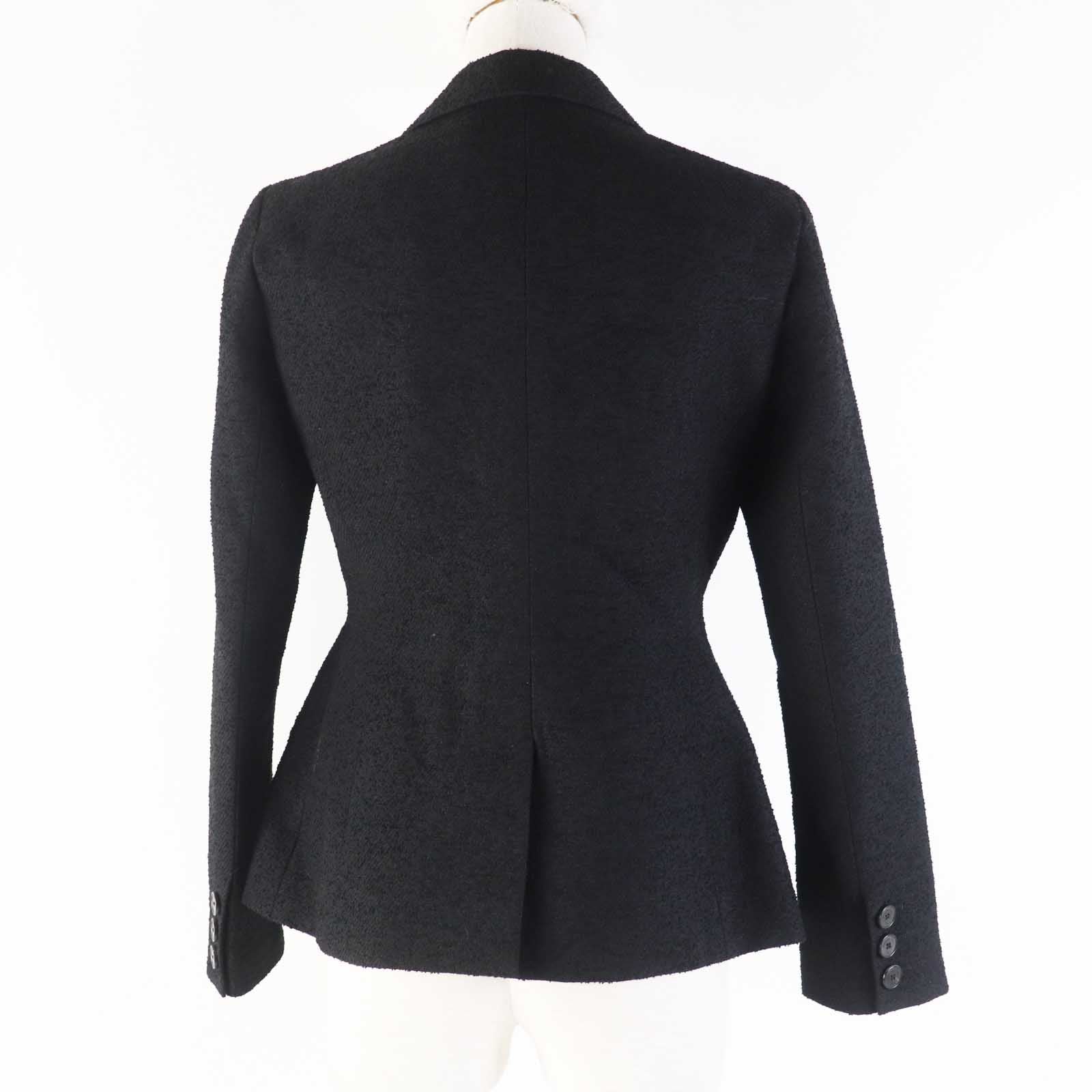 ディオール Wool Cotton Virgin Wool Tweed Jacket Black 40