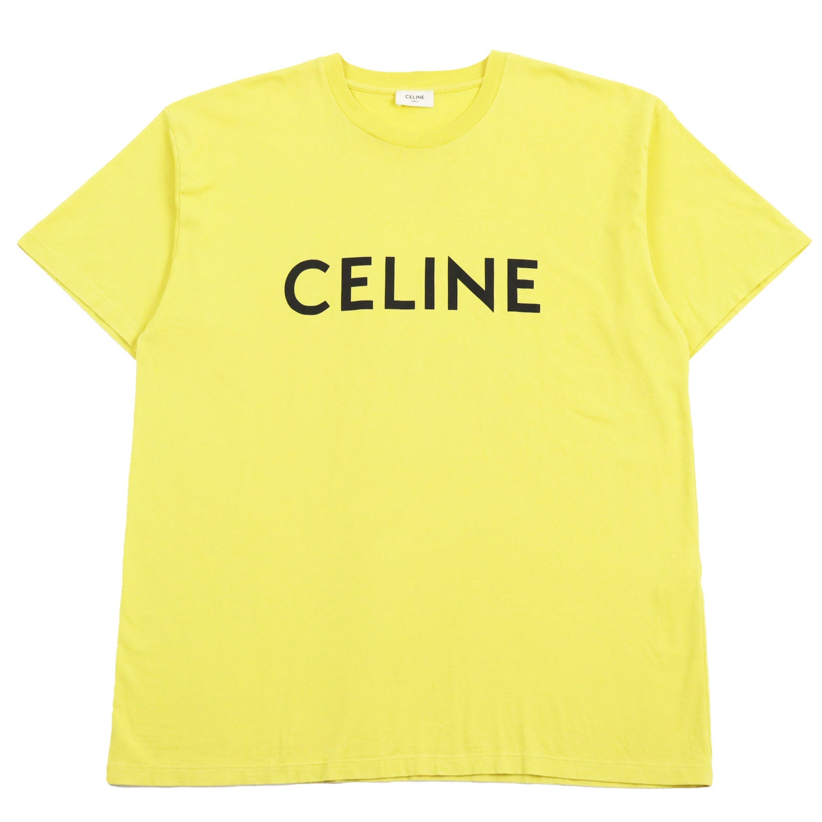 セリーヌ コットン ロゴ プリント Tシャツ イエロー M