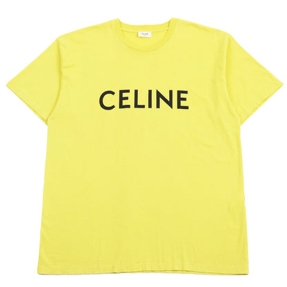 セリーヌ コットン ロゴ プリント Tシャツ イエロー M