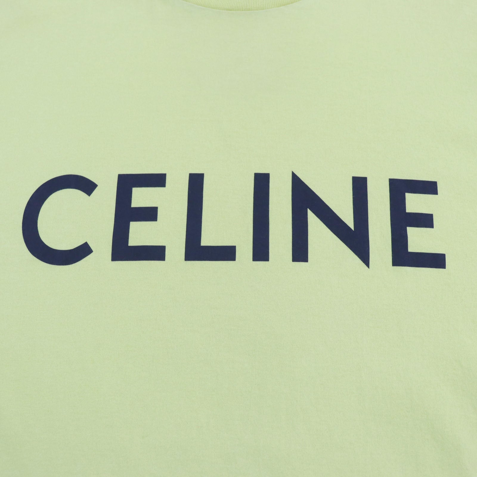 セリーヌ コットン ロゴ プリント Tシャツ イエロー M