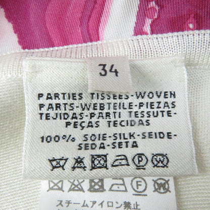 エルメス シルク 長袖 ドレス アイボリー ピンク