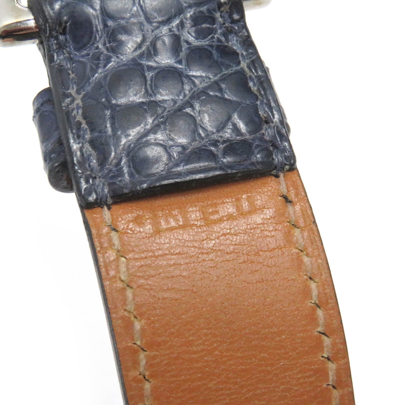 エルメス Alligator Leather Bracelet Blue 2007