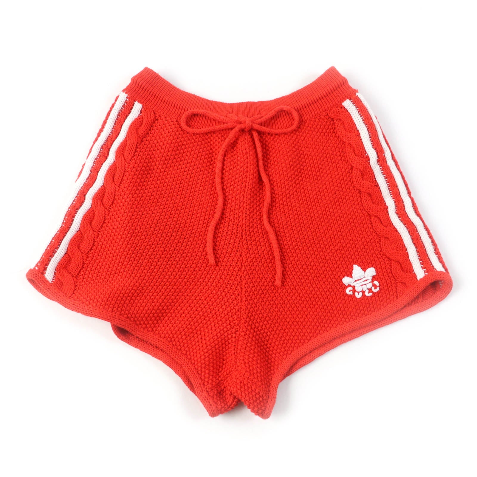 グッチ adidas トレフォイル ニット ショーツ オレンジ M