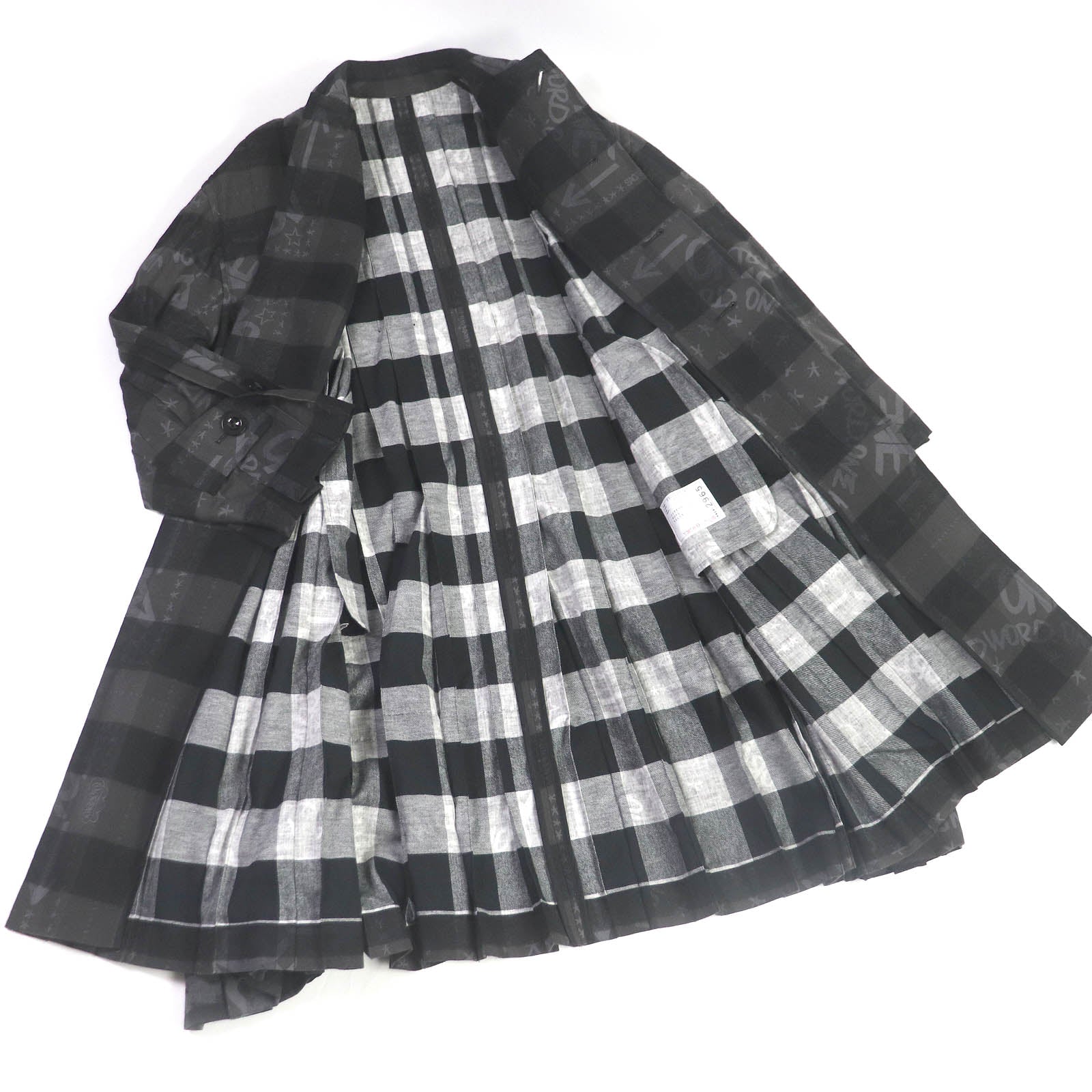 Sacai Eric Haze チェック ロゴ プリント オーバーサイズ コート