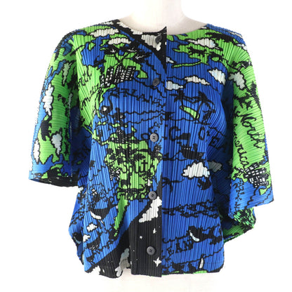 PLEATS PLEASE ワールド マップ デザイン カーディガン