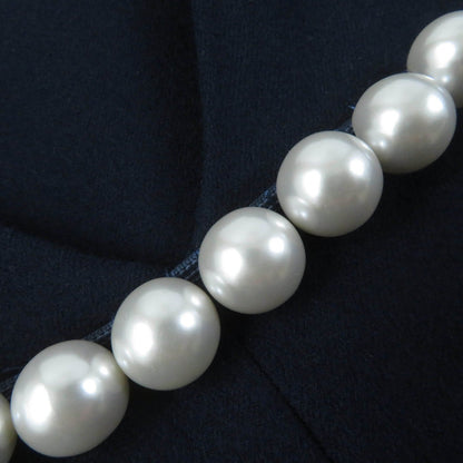 YOKO CHAN ウール ポリウレタン ドレス パール付き
