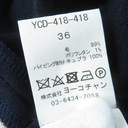 YOKO CHAN ウール ポリウレタン ドレス パール付き