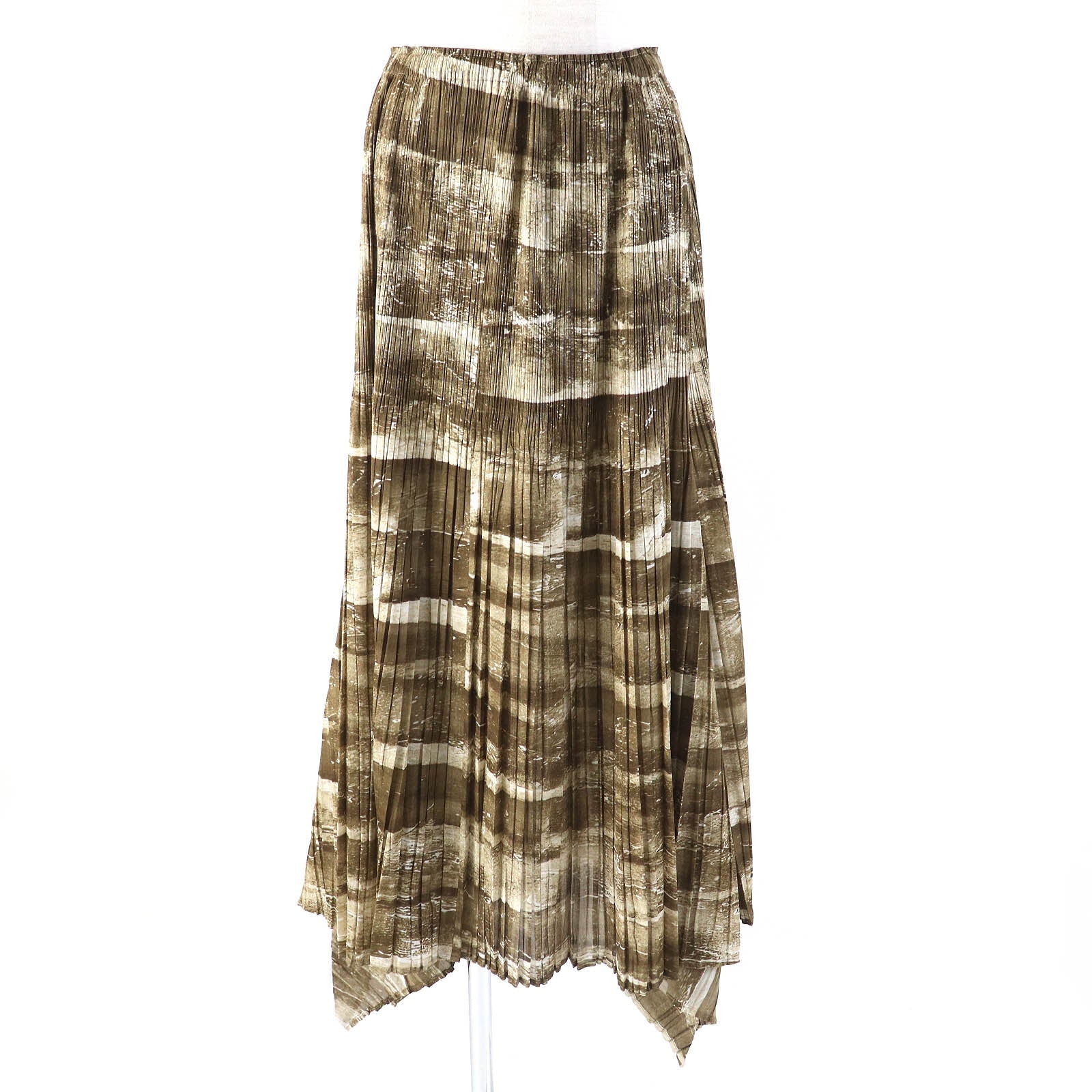 PLEATS PLEASE グラフィック プリント スカート ブラウン
