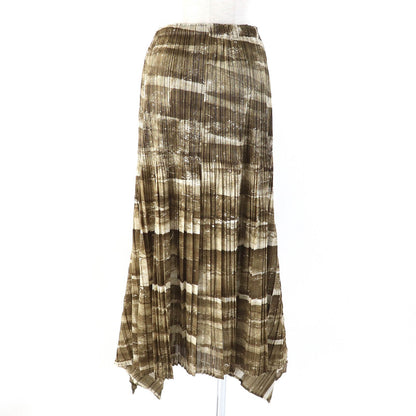 PLEATS PLEASE グラフィック プリント スカート ブラウン