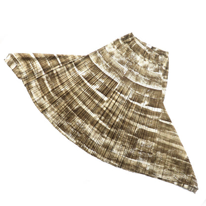 PLEATS PLEASE グラフィック プリント スカート ブラウン