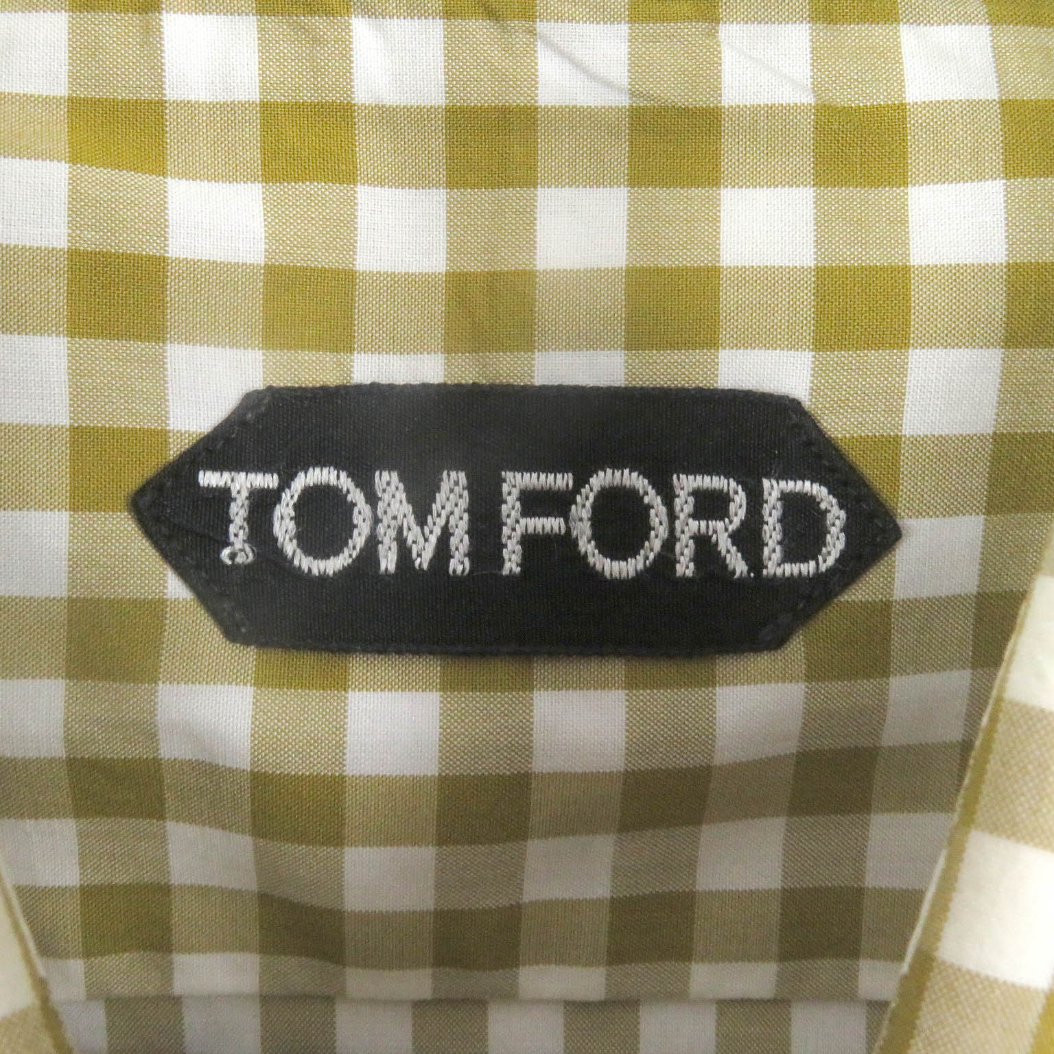 トム フォード コットン ギンガム チェック シャツ ブラウン