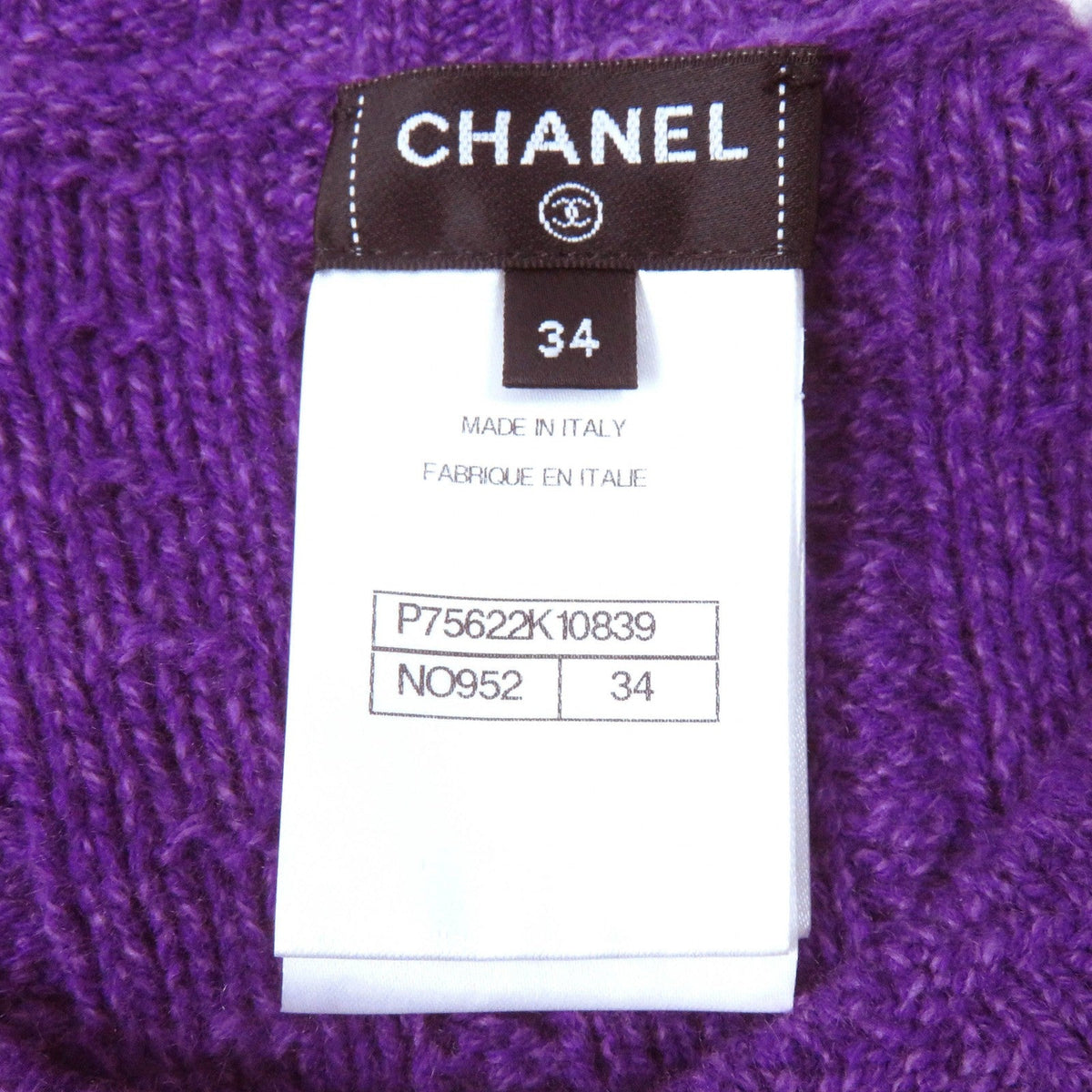 シャネル ウール カシミア ニット ドレス パープル 34