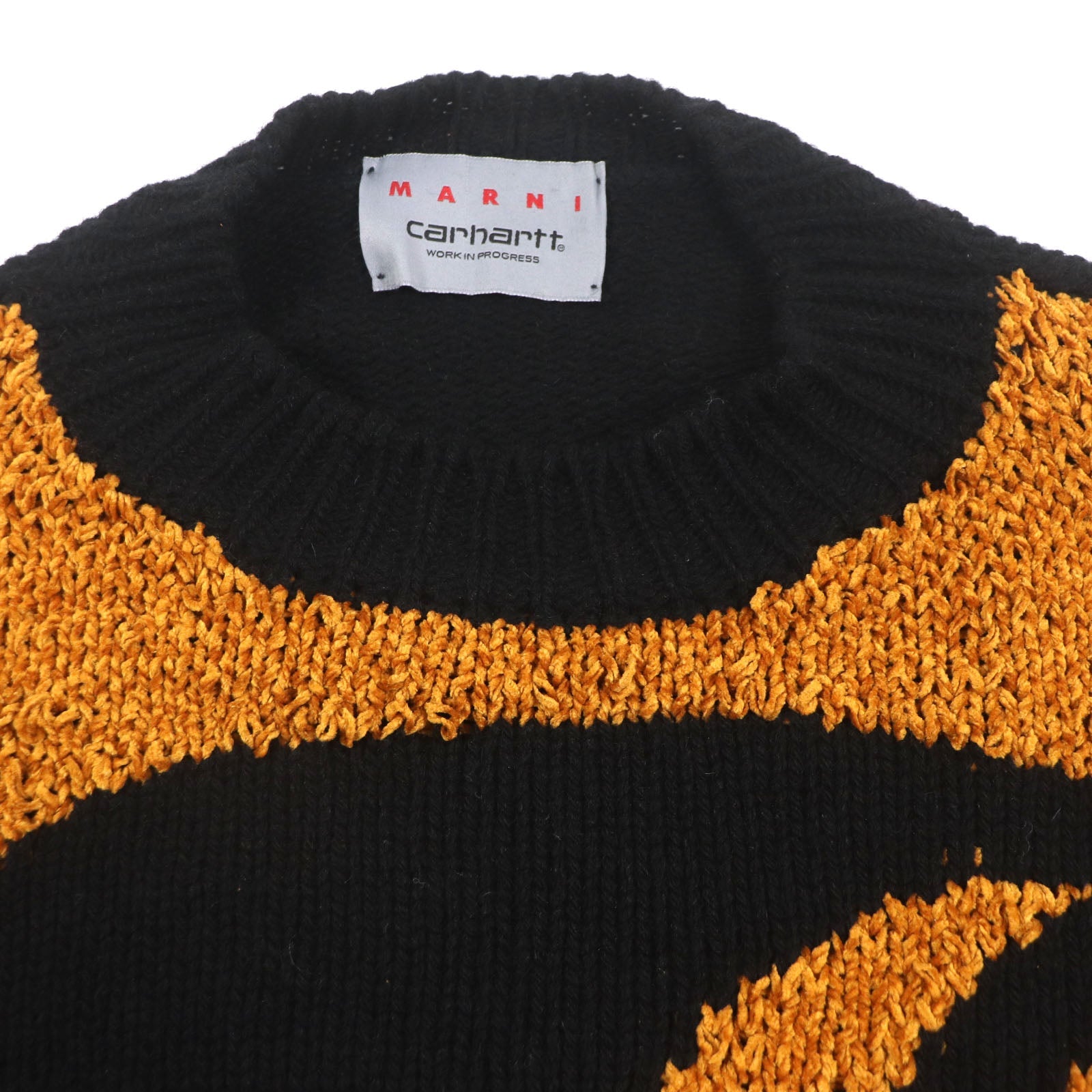 マルニ×CARHARTT ウール シルク ロゴ ニット セーター ブラック