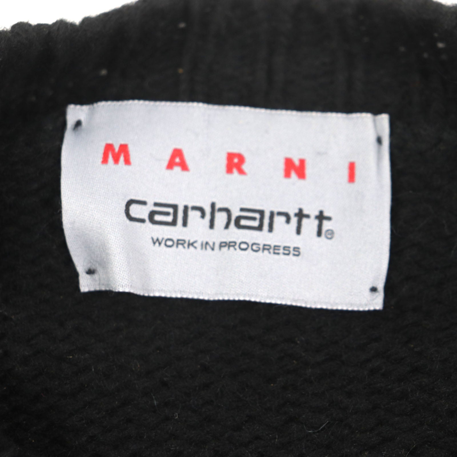 マルニ×CARHARTT ウール シルク ロゴ ニット セーター ブラック