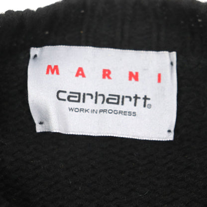 マルニ×CARHARTT ウール シルク ロゴ ニット セーター ブラック