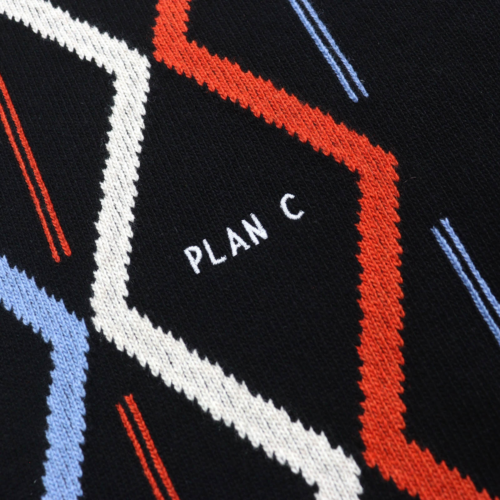 Plan C 菱形 インターシャ ウール カシミア Vネック ニット