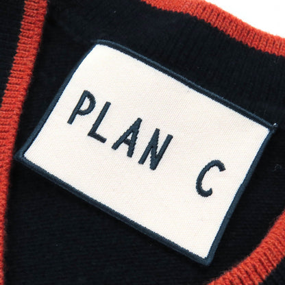 Plan C 菱形 インターシャ ウール カシミア Vネック ニット