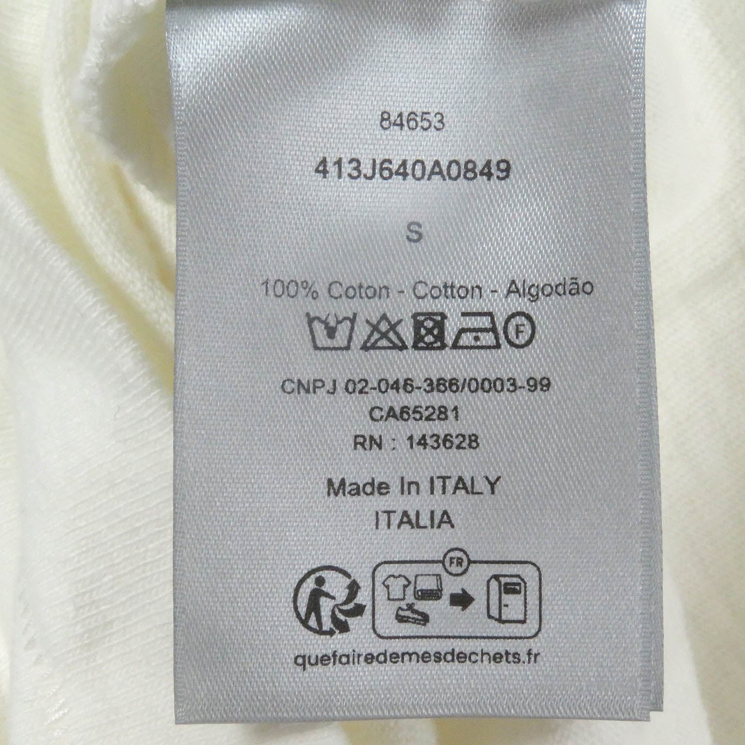 ディオール コットン Tシャツ ホワイト S メンズ