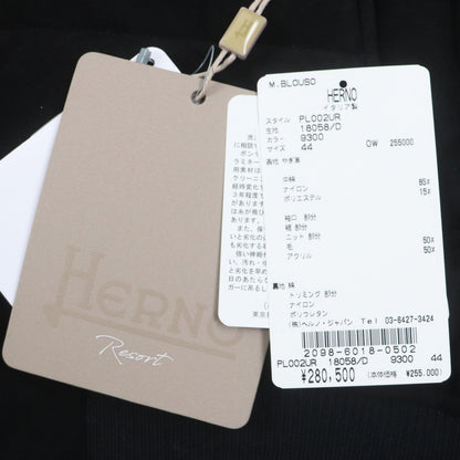 HERNO ゴート レザー コットン フード ジャケット ブラック 44