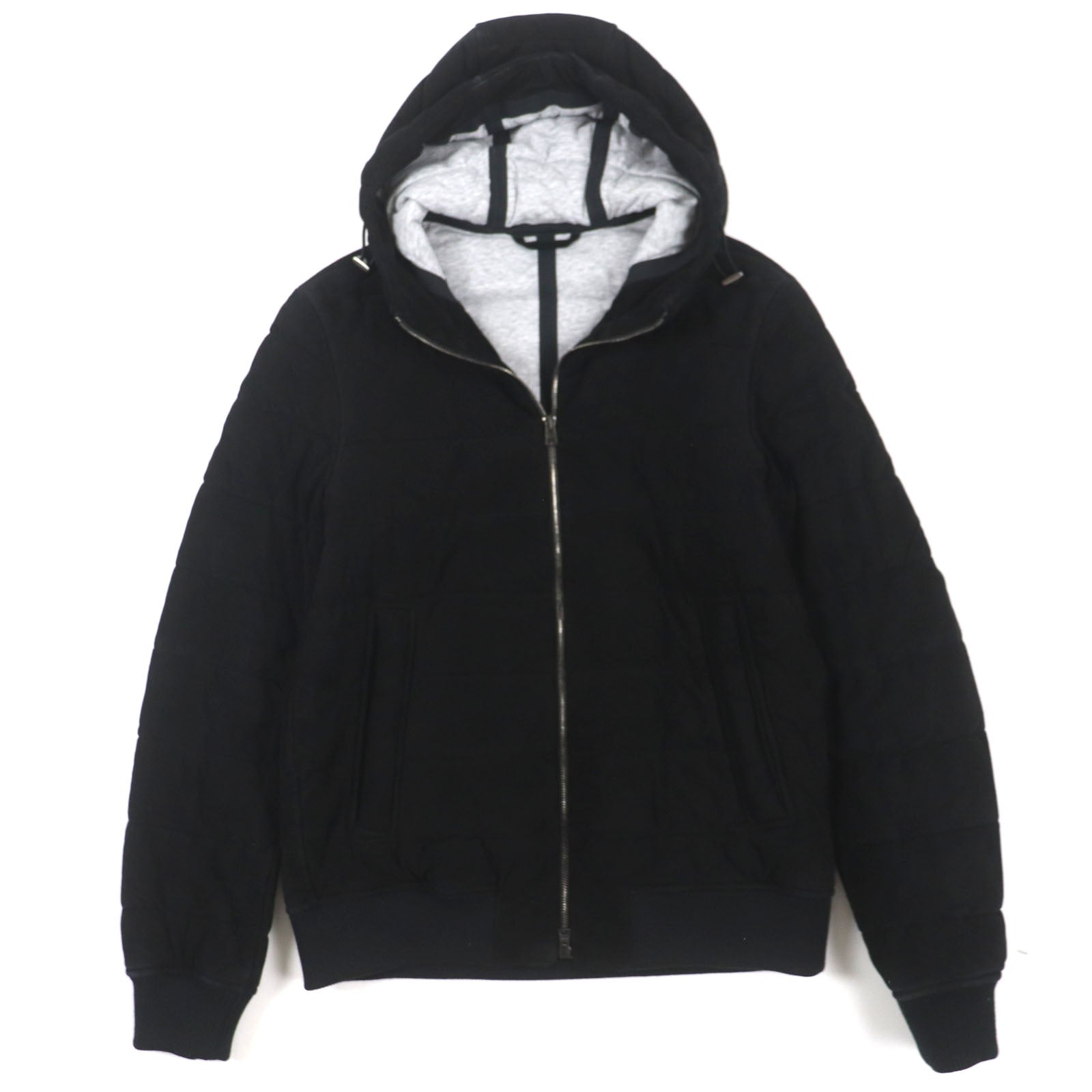 HERNO ゴート レザー コットン フード ジャケット ブラック 44