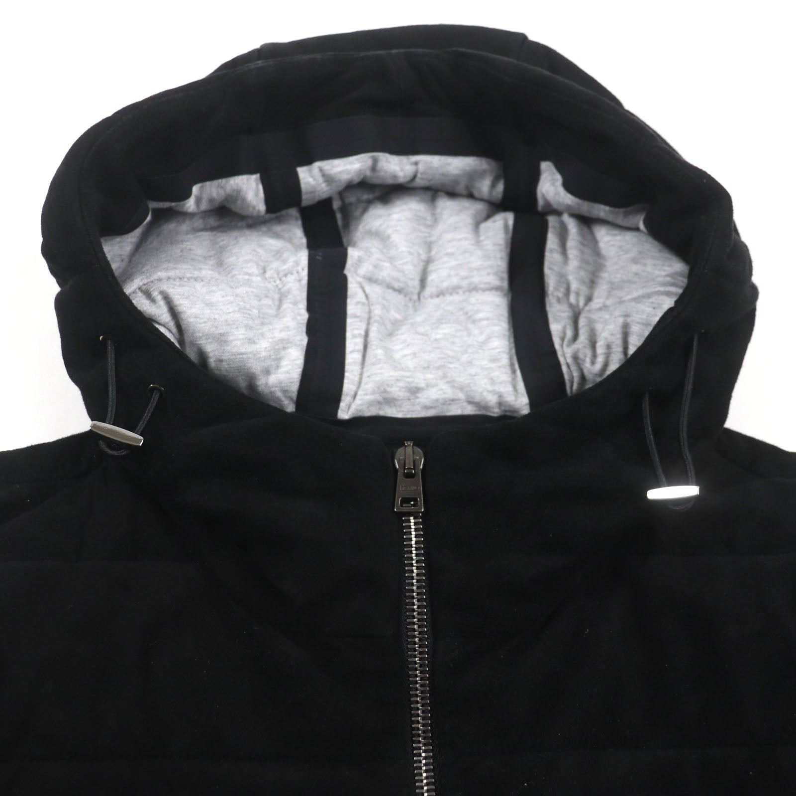 HERNO ゴート レザー コットン フード ジャケット ブラック 44