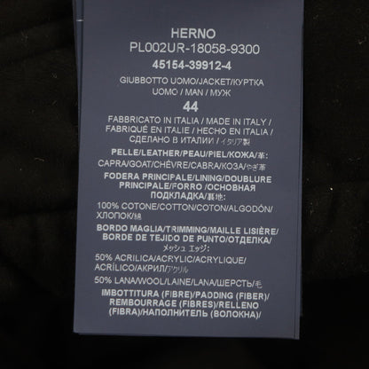 HERNO ゴート レザー コットン フード ジャケット ブラック 44