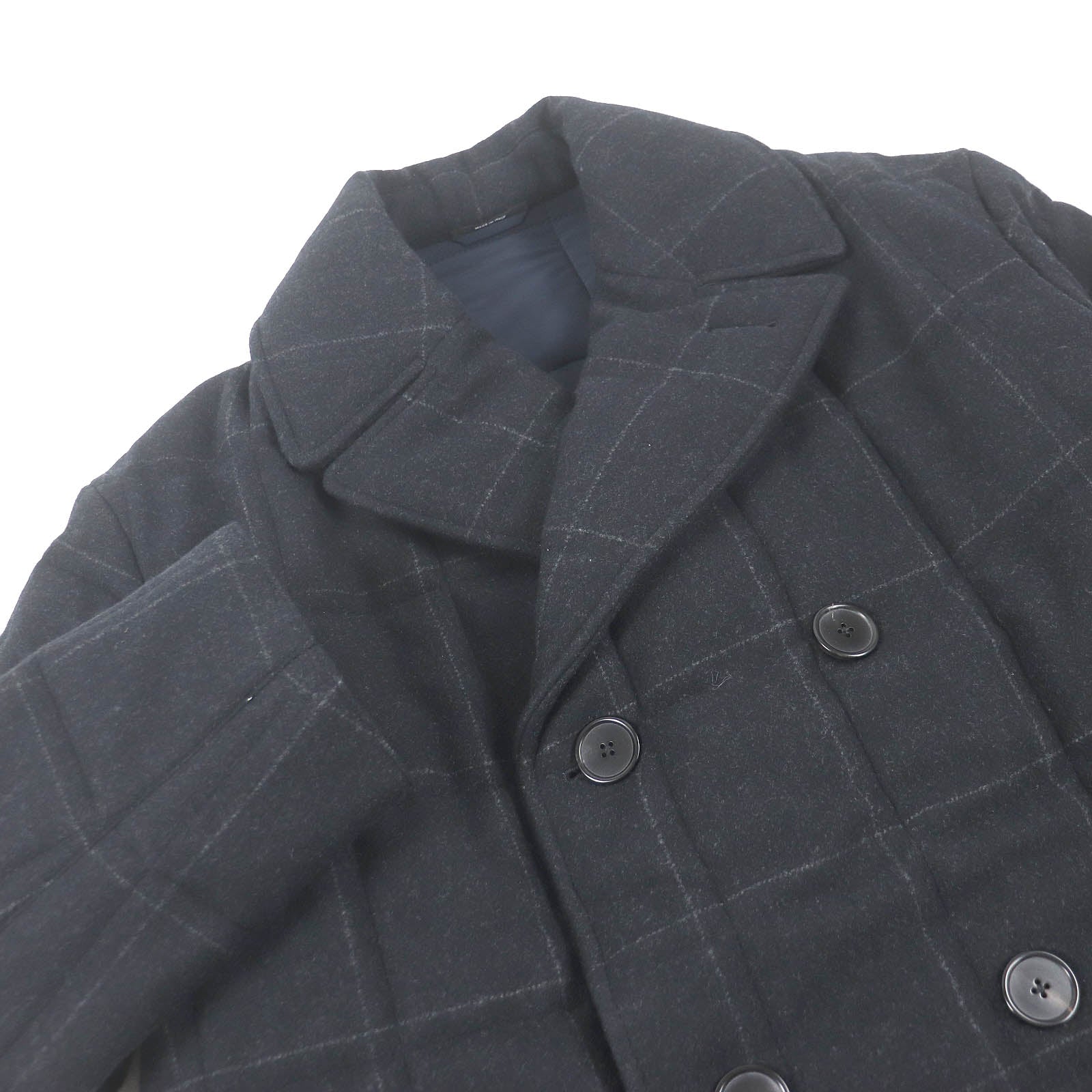 エルメス ウール カシミア チェック ダブル コート