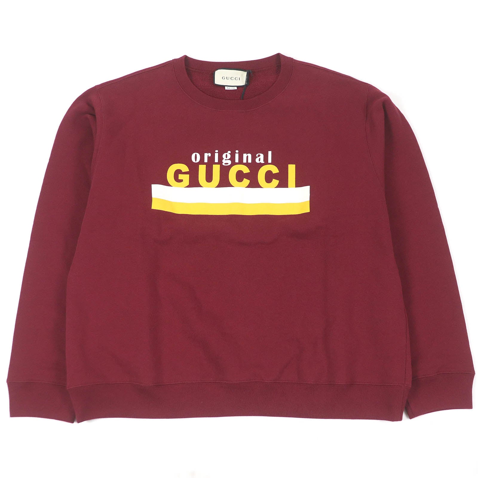 グッチ ロゴ プリント クルーネック スウェットシャツ L
