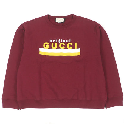 グッチ ロゴ プリント クルーネック スウェットシャツ L