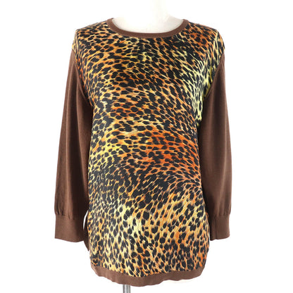 LEONARD FASHION ウール シルク レオパード ニット プルオーバー