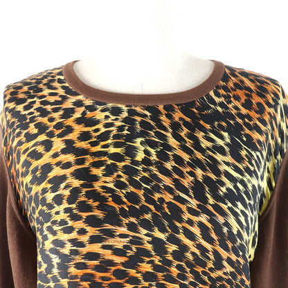 LEONARD FASHION ウール シルク レオパード ニット プルオーバー