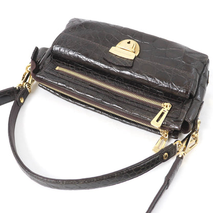 クロコダイル レザー 2WAY ハンドバッグ ショルダーバッグ
