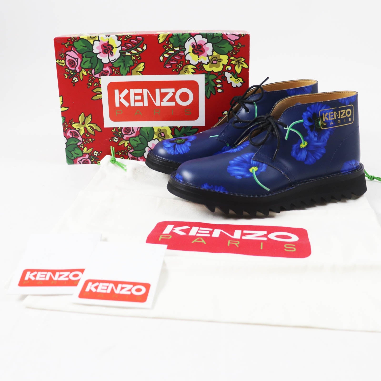 ケンゾー ケンゾーWAVE NIGO ポピー プリント レザー ブーツ