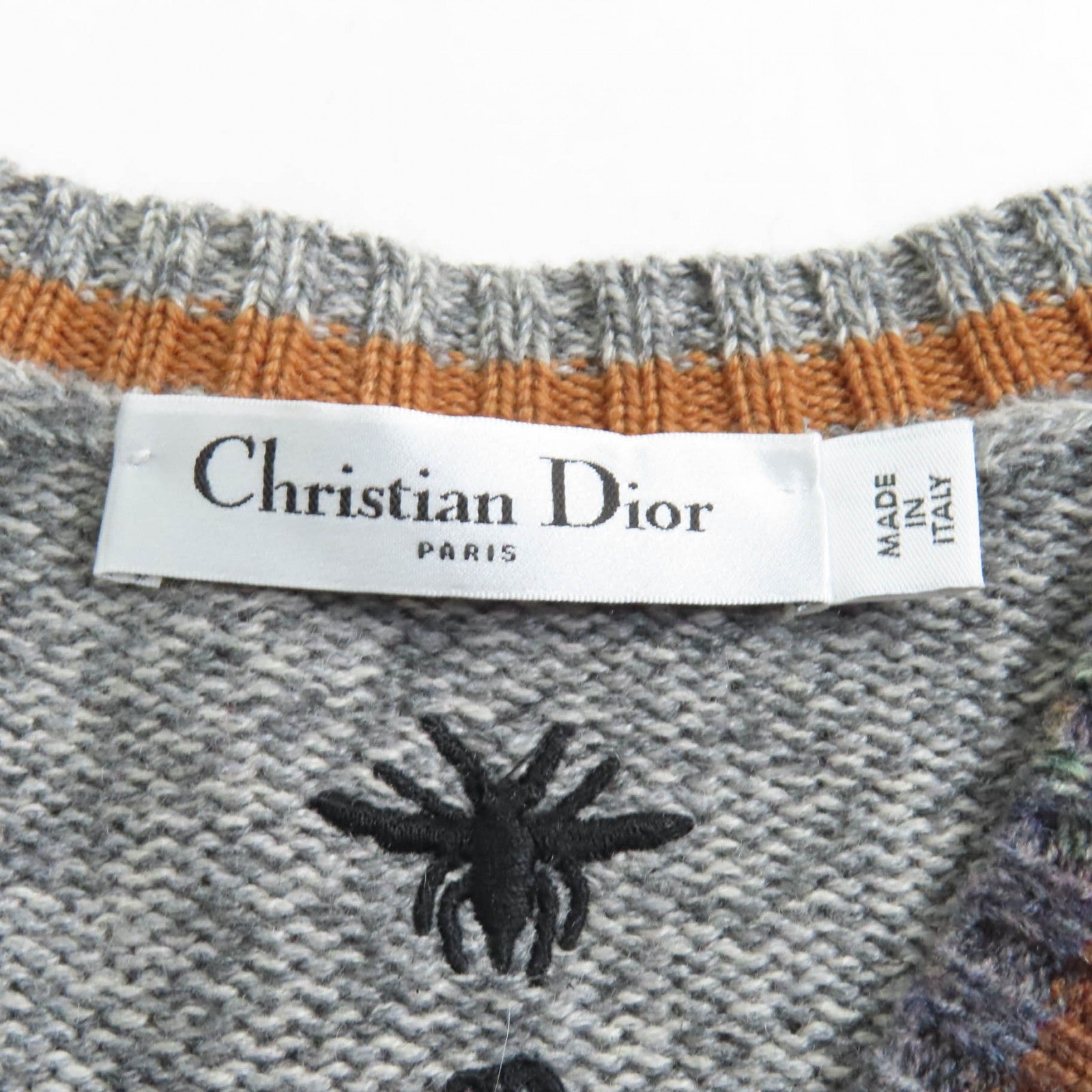 クリスチャン ディオール ビー 刺繍 アーガイル カシミア ニット