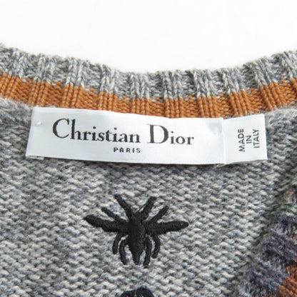 クリスチャン ディオール ビー 刺繍 アーガイル カシミア ニット