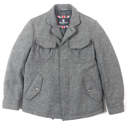 Aquascutum ウール 人工 レザー ダウン ジャケット
