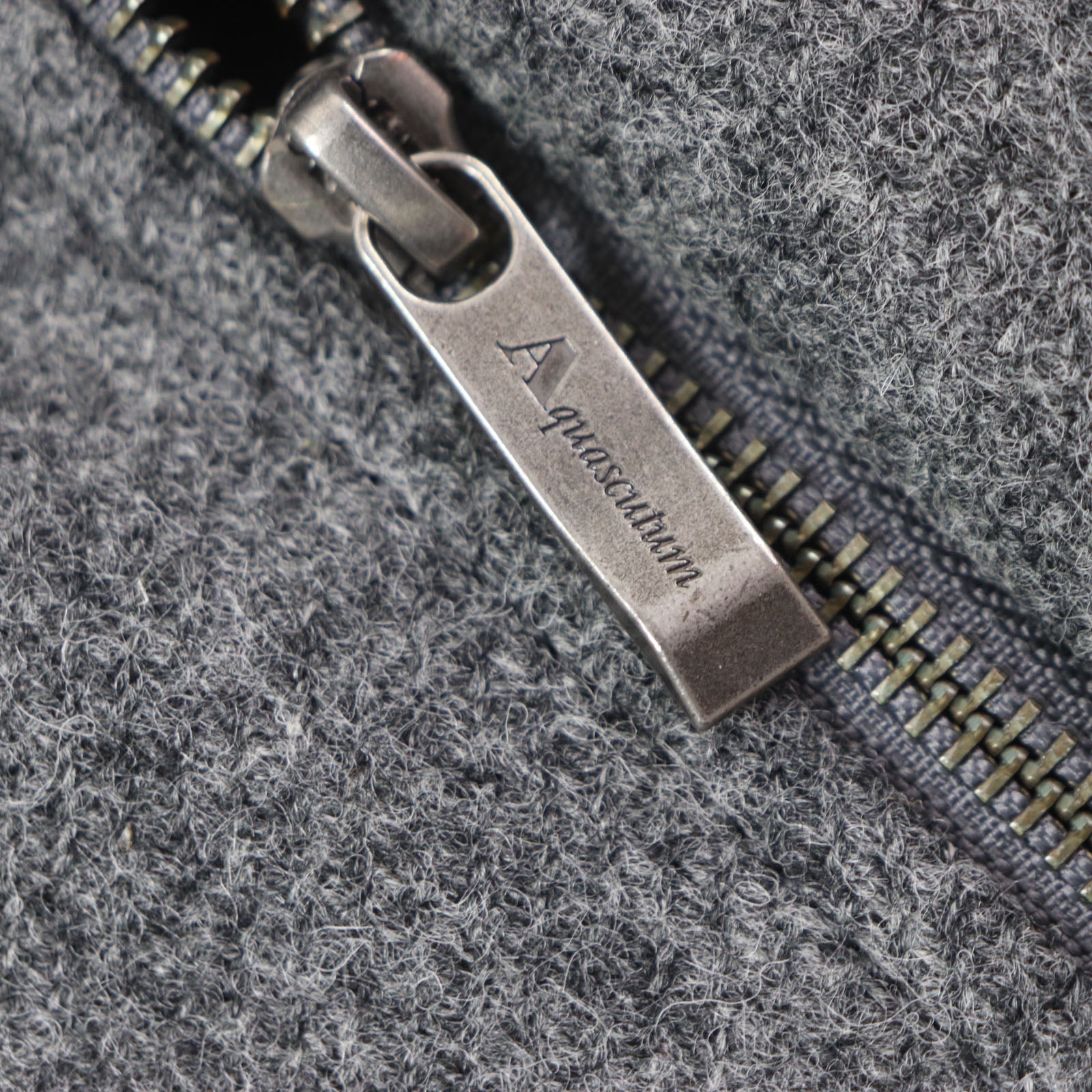 Aquascutum ウール 人工 レザー ダウン ジャケット