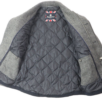 Aquascutum ウール 人工 レザー ダウン ジャケット