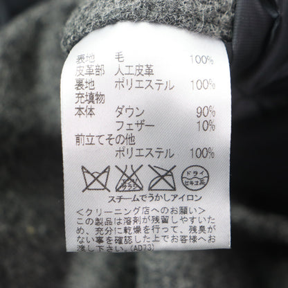 Aquascutum ウール 人工 レザー ダウン ジャケット