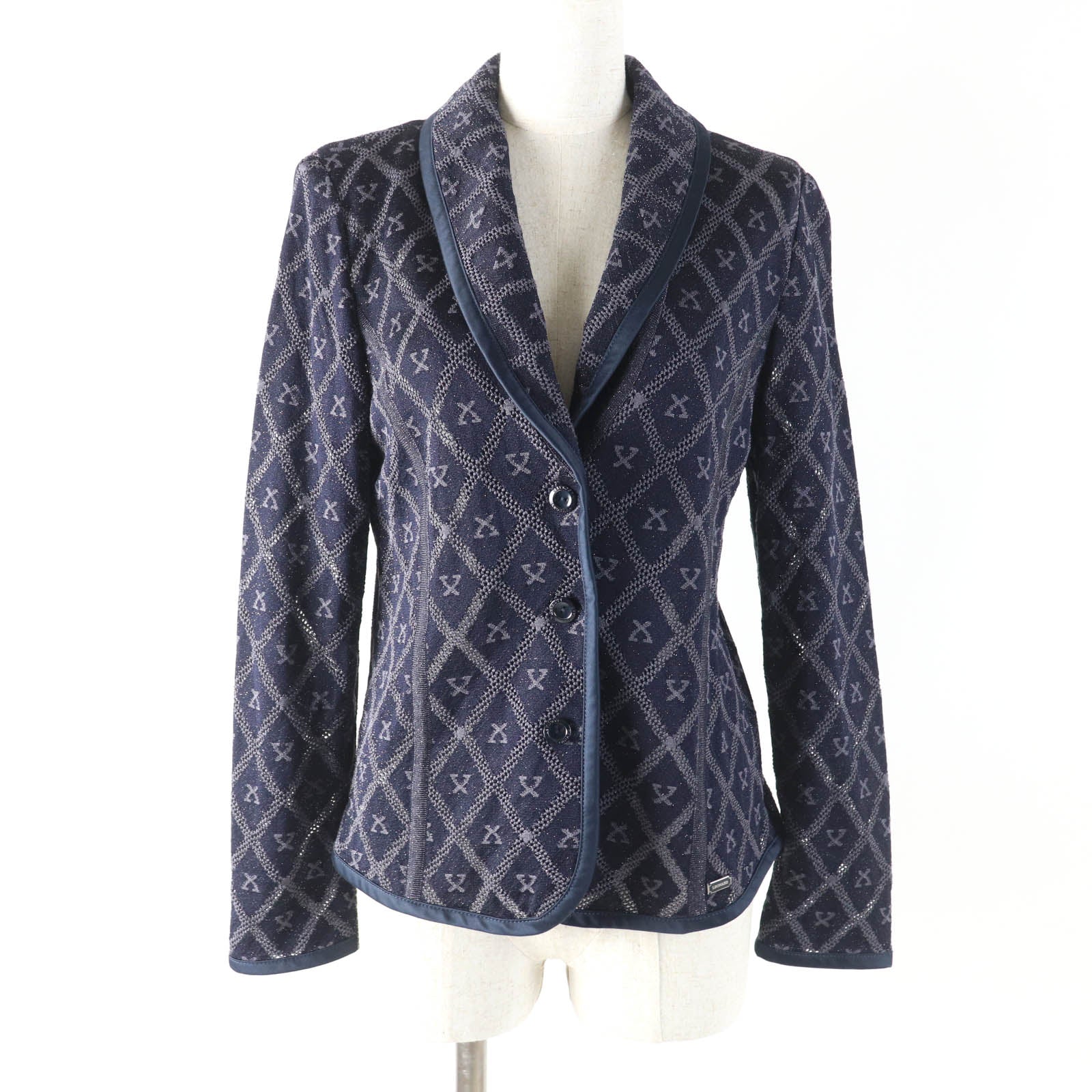 LEONARD FASHION ロゴ シルク レーヨン ニット ジャケット